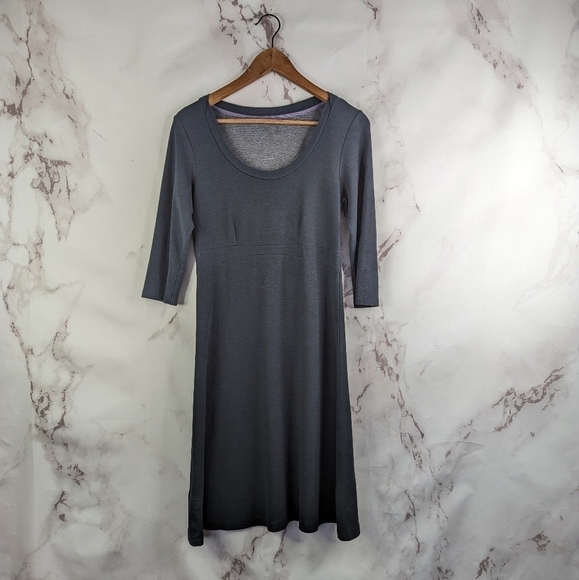 Horny Toad Dress Size XS Women Black Stretch Round Neck Pocket 3/4 Sleeve 1148 - Picture 1 of 9